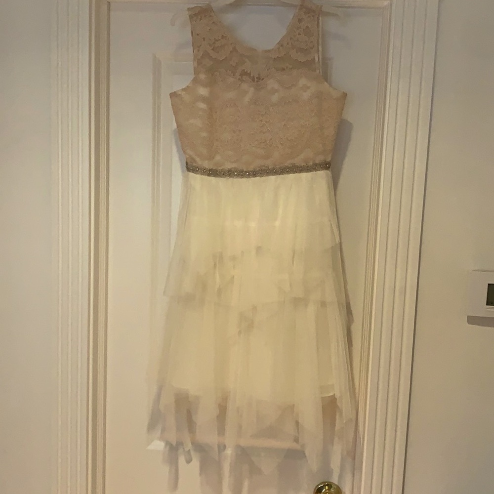 Rare Editions Tiered Lace & Tulle Dress